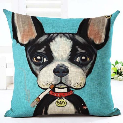 Dog Printed Cushion Cover - Boston Terrier