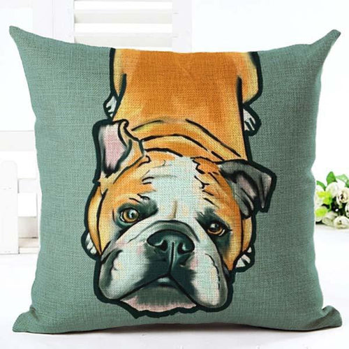 Dog Printed Cushion Cover - Bulldog